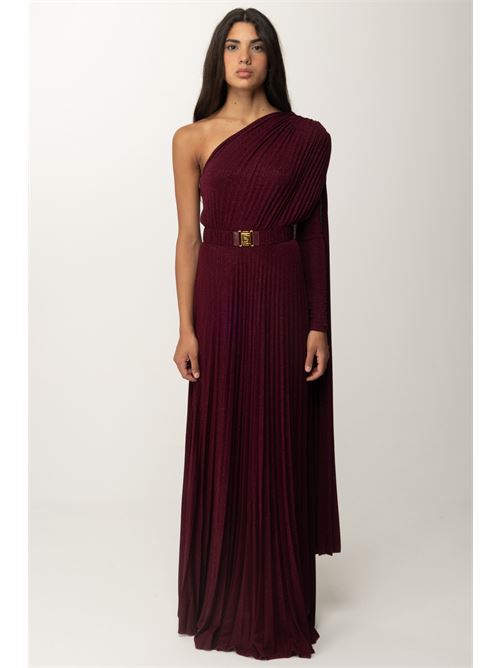 Red carpet one-shoulder dress in pleated lurex jersey ELISABETTA FRANCHI | AB68646E2.CG3